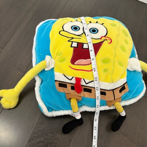 Vintage 3D SpongeBob SquarePants, Plush Throw Pillow, Extended Arms, & Legs - Picture 6 of 6